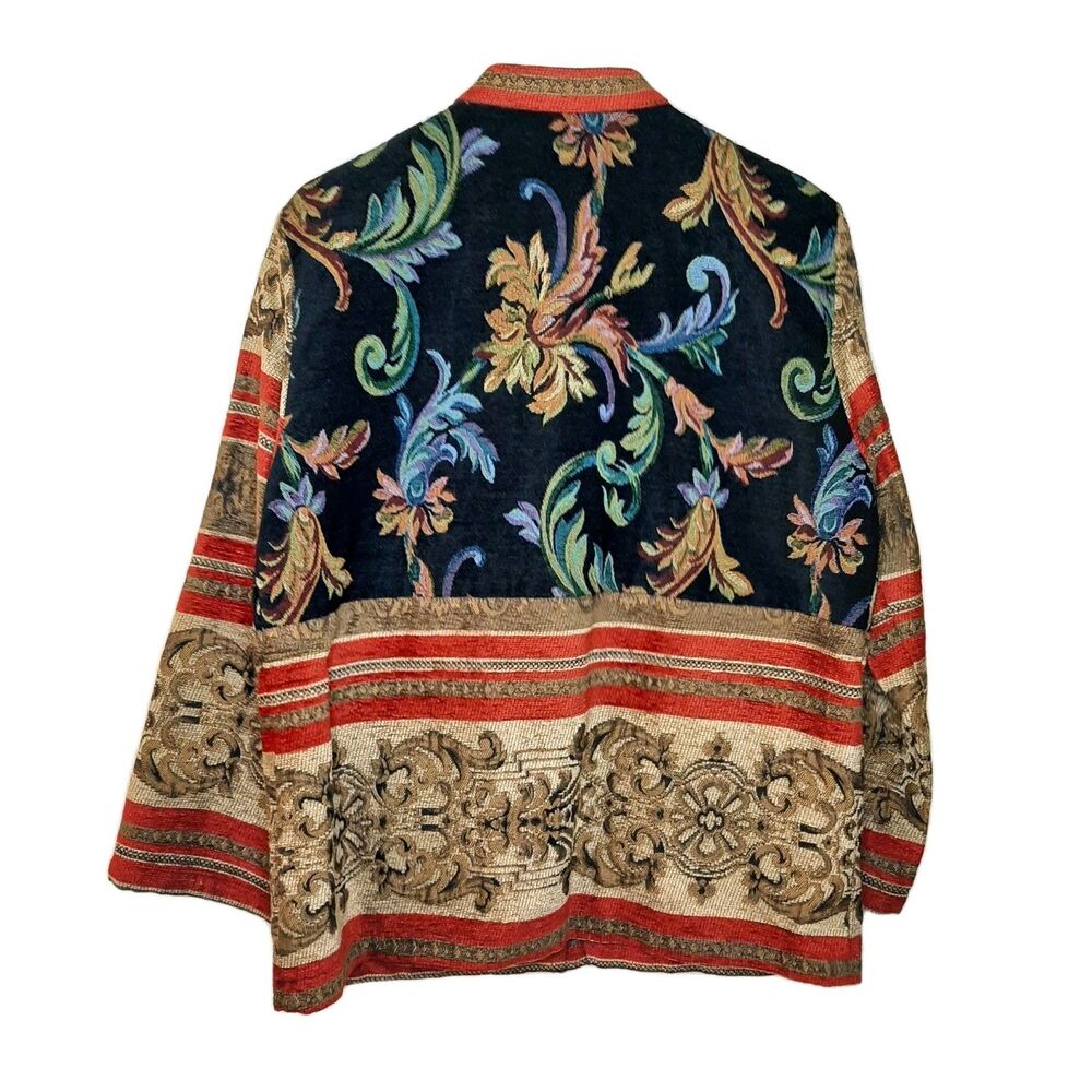 Vintage Sag Harbor Jacket Multicolor Women Sz 10 Tapestry Long Sleeve Button Up - Picture 7 of 10